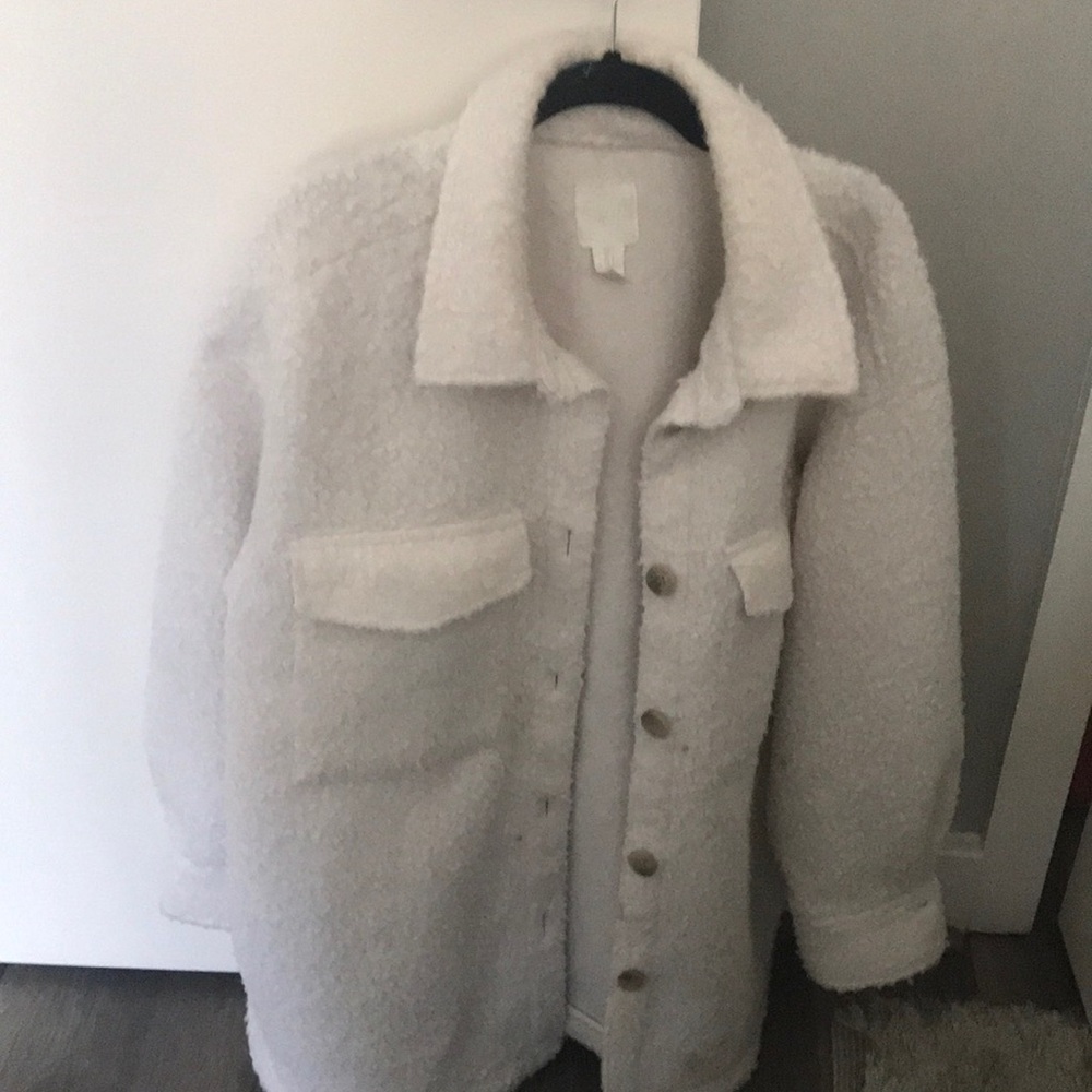 Sherpa blouse jacket beige white